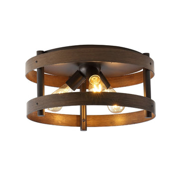 Cooper 16" Farmhouse Industrial Iron LED Flush Mount - JONATHAN Y